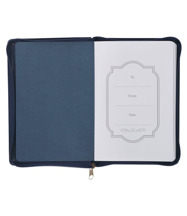 Be Strong and Courageous Blue Faux Leather Journal with Zipper Closure - Joshua 1:9 | 拉鍊式仿皮面筆記本