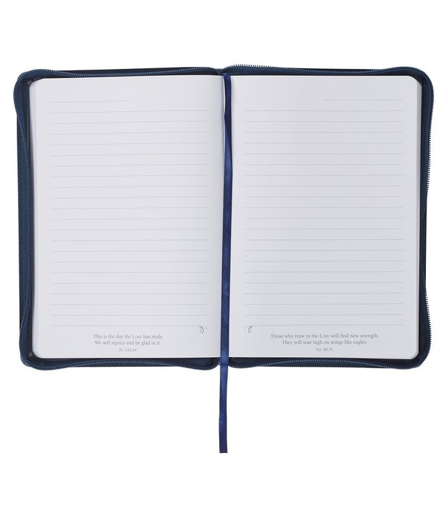 Be Strong and Courageous Blue Faux Leather Journal with Zipper Closure - Joshua 1:9 | 拉鍊式仿皮面筆記本