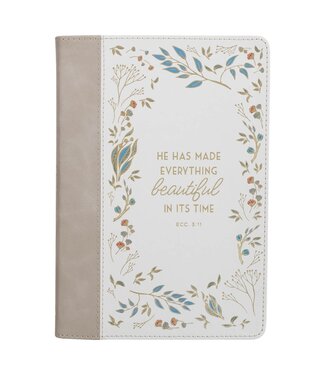 Christian Art Gifts Everything Beautiful Cream Floral Faux Leather Classic Journal - Ecclesiastes 3:11 | 仿皮面筆記本