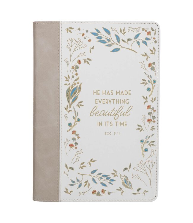 Everything Beautiful Cream Floral Faux Leather Classic Journal - Ecclesiastes 3:11 | 仿皮面筆記本