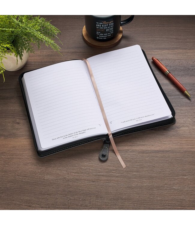 The Plans Charcoal Faux Leather Classic Journal with Zipper Closure - Jeremiah 29:11 | 拉鍊式仿皮面筆記本