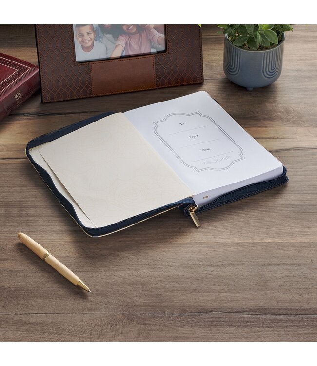 Be Still and Know Serene Roses Faux Leather Journal with Zipper Closure - Psalm 46:10 | 拉鍊式仿皮面筆記本