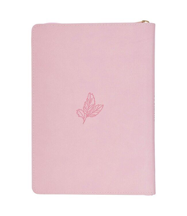 Under His Wings Pink Faux Leather Classic Journal with Zipper Closure - Psalm 91:4 | 拉鍊式仿皮面筆記本