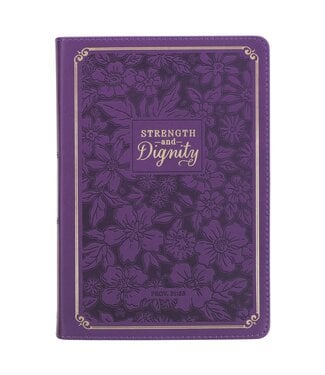 Christian Art Gifts Strength and Dignity Purple Rose Faux Leather Classic Journal - Proverbs 31:25 | 仿皮面筆記本