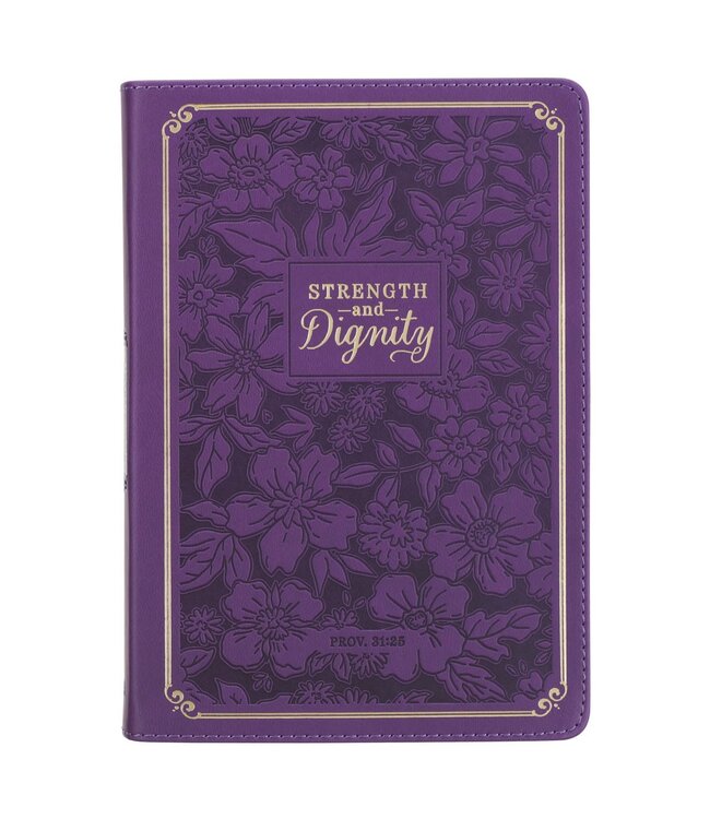 Strength and Dignity Purple Rose Faux Leather Classic Journal - Proverbs 31:25 | 仿皮面筆記本