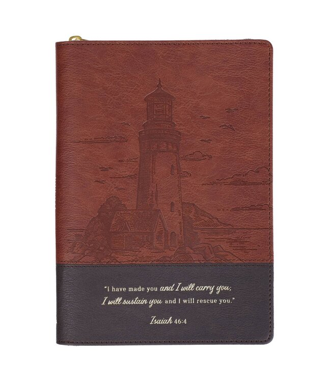 I Have Made You Brown Journal with Zipper Closure - Isa 46:4 | 拉鍊式仿皮面筆記本