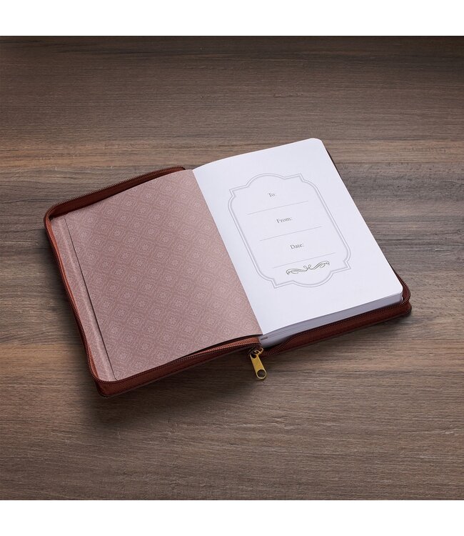 I Have Made You Brown Journal with Zipper Closure - Isa 46:4 | 拉鍊式仿皮面筆記本