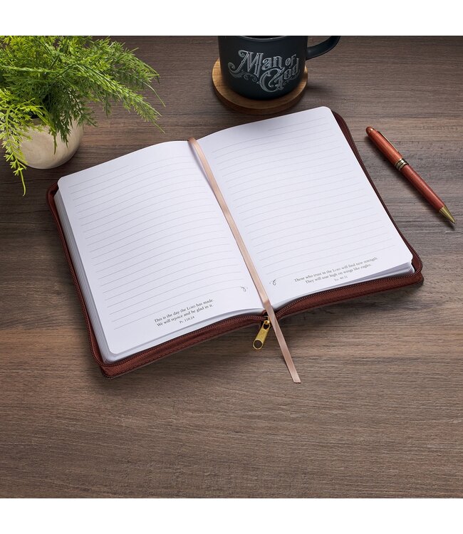 I Have Made You Brown Journal with Zipper Closure - Isa 46:4 | 拉鍊式仿皮面筆記本