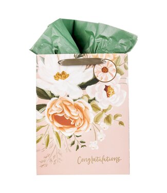 Christian Art Gifts Sophia Peach Floral Large Portrait Gift Bag | 禮物袋——大