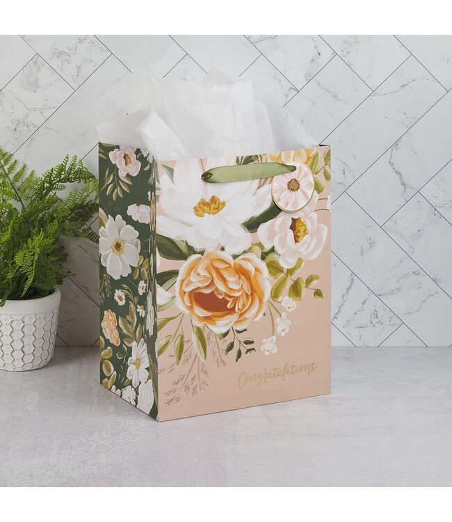 Sophia Peach Floral Large Portrait Gift Bag | 禮物袋——大