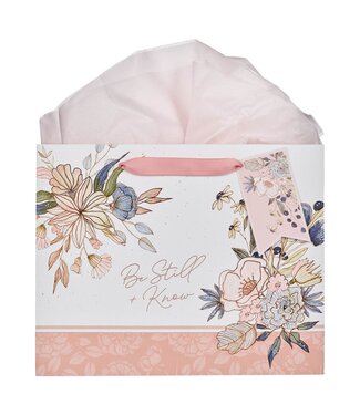 Christian Art Gifts Be Still and Know Peach Blossom Large Landscape Gift Bag - Psalm 46:10 | 禮物袋——大