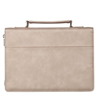 Christian Art Gifts Everything Beautiful Taupe Faux Leather Bible Cover - Ecclesiastes 3:11 | 仿皮拉鏈聖經套