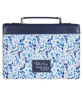 Christian Art Gifts Trust in the Lord Blue Botany Faux Leather Bible Cover - Proverbs 3:5 | 仿皮拉鏈聖經套