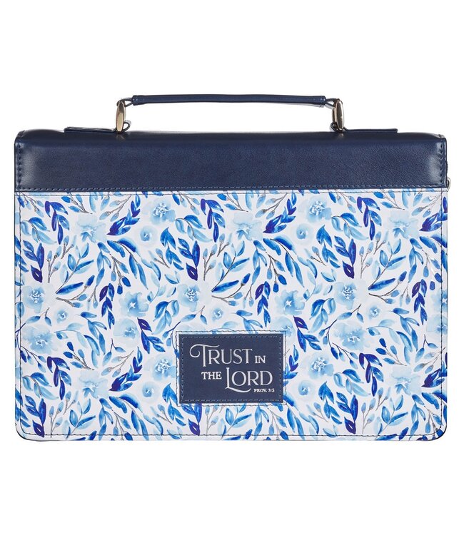 Trust in the Lord Blue Botany Faux Leather Bible Cover - Proverbs 3:5 | 仿皮拉鏈聖經套