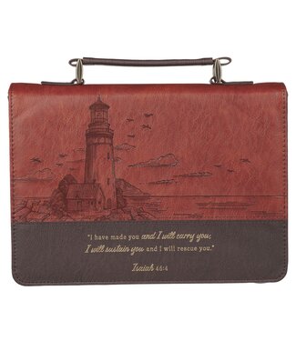 Christian Art Gifts Have Made You Two-tone Brown Faux Leather Classic Bible Cover - Isaiah 46:4 | 仿皮拉鏈聖經套