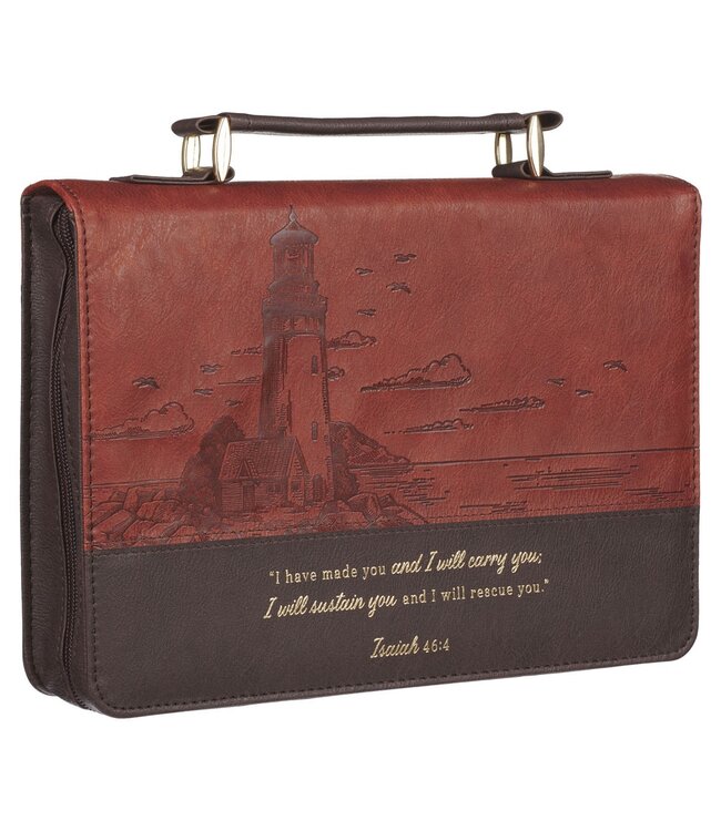 Have Made You Two-tone Brown Faux Leather Classic Bible Cover - Isaiah 46:4 | 仿皮拉鏈聖經套