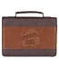 Man of God Honey-Brown and Espresso Faux Leather Bible Cover - 1 Timothy 6:11 | 仿皮拉鏈聖經套