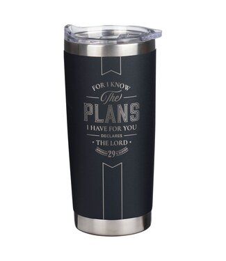 Christian Art Gifts The Plans Black Stainless Steel Travel Tumbler - Jeremiah 29:11 | 不鏽鋼旅行水杯