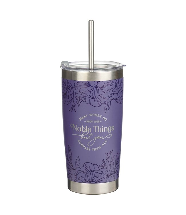 Noble Things Lavender Floral Stainless Steel Tumbler - Proverbs 31:29 | 不銹鋼旅行杯