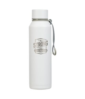 Christian Art Gifts Strong and Courageous White Stainless Steel Water Bottle - Joshua 1:9 | 不銹鋼保溫水壺