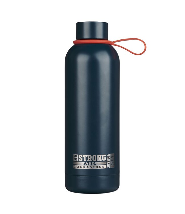 Strong and Courageous Blue Stainless Steel Water Bottle - Joshua 1:9 | 不銹鋼保溫水壺