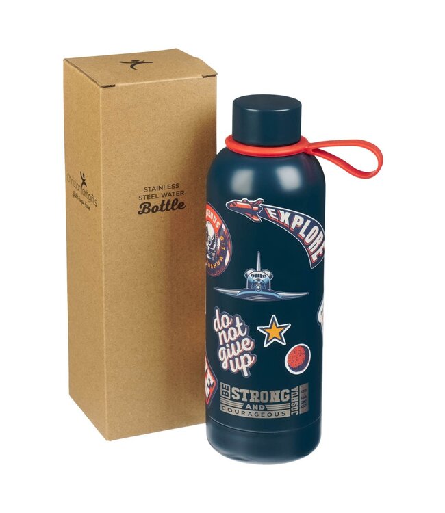 Strong and Courageous Blue Stainless Steel Water Bottle - Joshua 1:9 | 不銹鋼保溫水壺