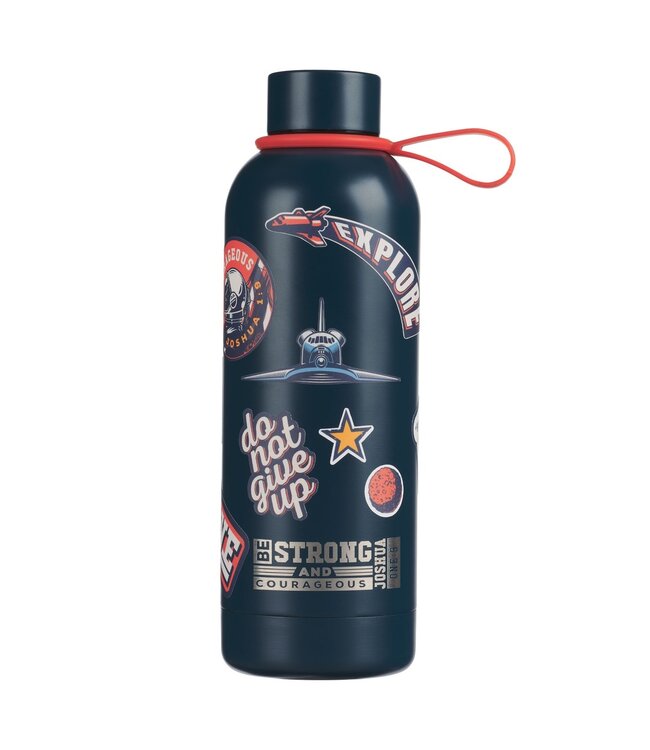 Strong and Courageous Blue Stainless Steel Water Bottle - Joshua 1:9 | 不銹鋼保溫水壺
