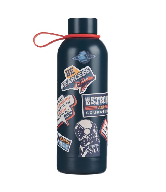 Strong and Courageous Blue Stainless Steel Water Bottle - Joshua 1:9 | 不銹鋼保溫水壺