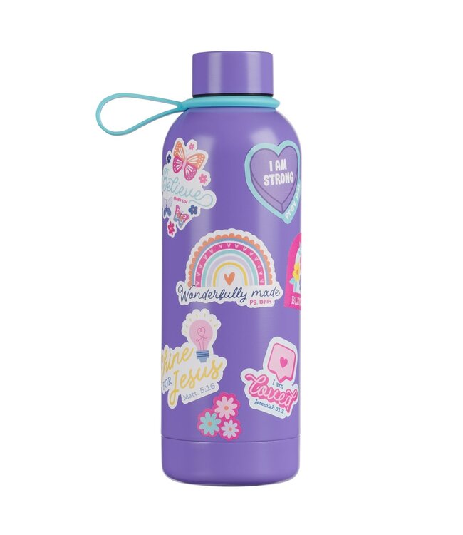 Wonderfully Made Stainless Steel Water Bottle with Stickers - Psalm 139:14 | 不銹鋼保溫水壺