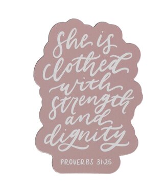 Christian Art Gifts Strength and Dignity Pink Magnet - Proverbs 31:25 | 冰箱貼