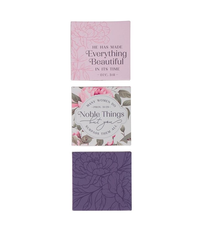 Noble Things Pink Floral Magnet Set - Proverbs 31:29 | 冰箱貼套裝
