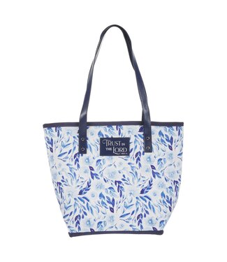 Christian Art Gifts Trust Blue Botany Canvas Tote Bag - Proverbs 3:5 | 帆布手提包