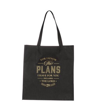 Christian Art Gifts The Plans Black Reusable Non-woven Shopping Tote Bag - Jeremiah 29:11 | 不織布環保袋