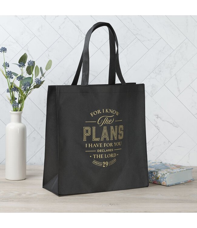 The Plans Black Reusable Non-woven Shopping Tote Bag - Jeremiah 29:11 | 不織布環保袋
