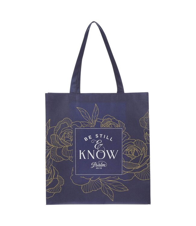 Be Still Navy Reusable Non-woven Shopping Tote Bag - Psalm 46:10 | 不織布環保袋