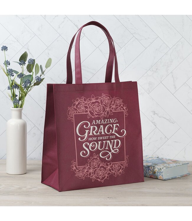 Amazing Grace Burgundy Reusable Non-woven Shopping Tote Bag | 不織布環保袋