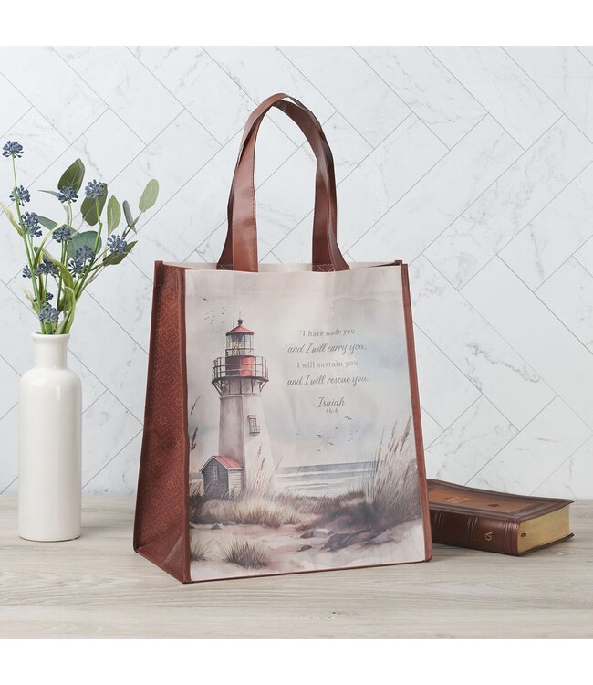 I Have Made You Lighthouse Reusable Non-woven Canvas Shopping Tote Bag - Isaiah 46:4 | 不織布環保袋