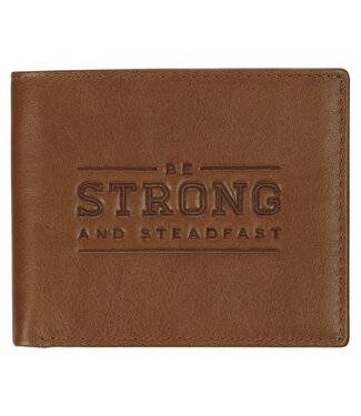 Christian Art Gifts Be Strong and Steadfast Chestnut Brown Full Grain Leather Wallet - Deuteronomy 31:6 | 真皮皮革錢包