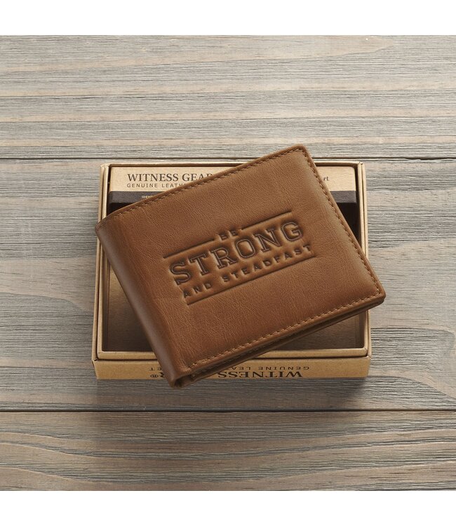 Be Strong and Steadfast Chestnut Brown Full Grain Leather Wallet - Deuteronomy 31:6 | 真皮皮革錢包