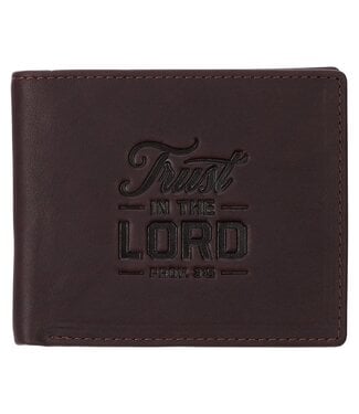 Christian Art Gifts Trust in the Lord Dark Brown Full Grain Leather Wallet - Proverbs 3:5 | 真皮皮革錢包