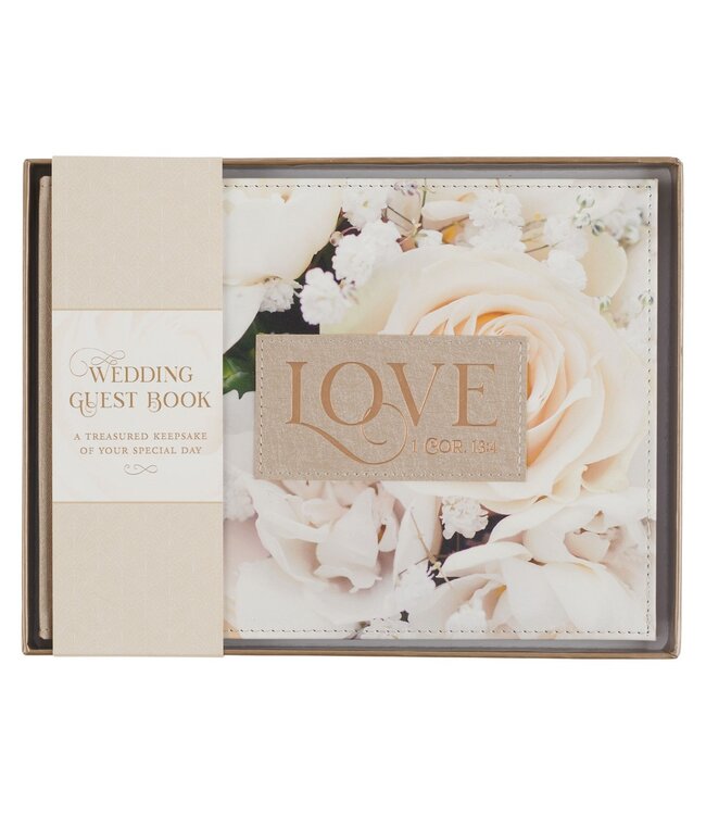Love Ivory Faux Leather Medium Guest Book | 仿皮中型嘉賓留言簿