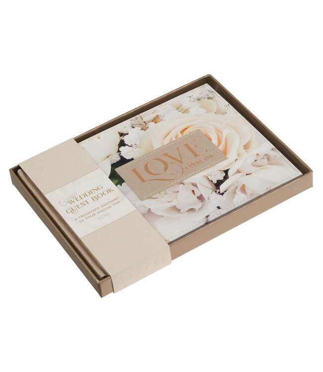 Love Ivory Faux Leather Medium Guest Book | 仿皮中型嘉賓留言簿