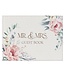 Mr. & Mrs. Peachy-pink Floral Faux Leather Medium Wedding Guest Book - 1 John 4:19 | 仿皮中型婚禮嘉賓留言簿