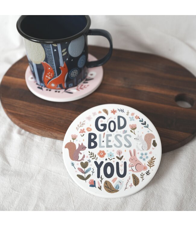 吸水杯墊：God Bless You