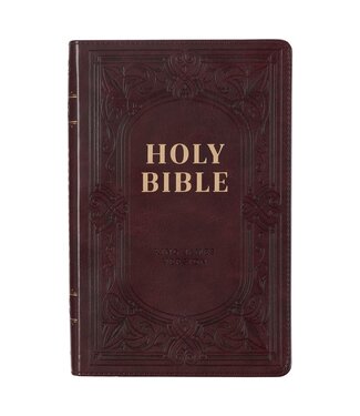 Christian Art Gifts Dark Brown Faux Leather King James Version Deluxe Gift Bible with Thumb Index