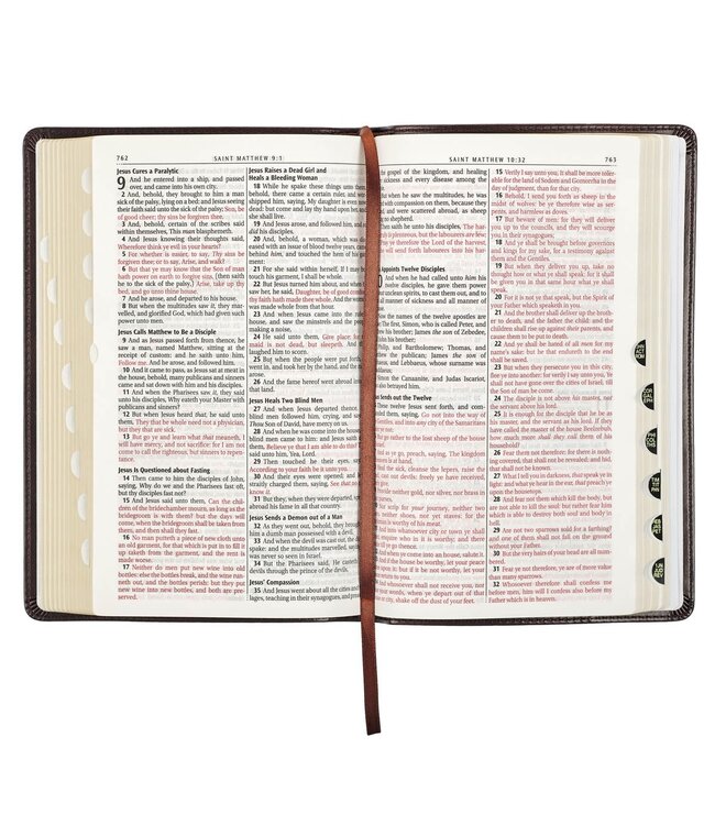 Dark Brown Faux Leather King James Version Deluxe Gift Bible with Thumb Index