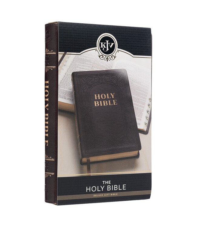 Dark Brown Faux Leather King James Version Deluxe Gift Bible with Thumb Index