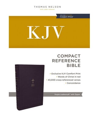 Thomas Nelson Publishers KJV Holy Bible, Compact Reference Bible, 43,000 Cross-References, Red Letter, Comfort Print, Purple Leathersoft With Zipper