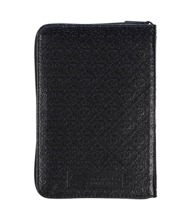 Black Faux Leather King James Version Pocket Bible with Zippered Closure