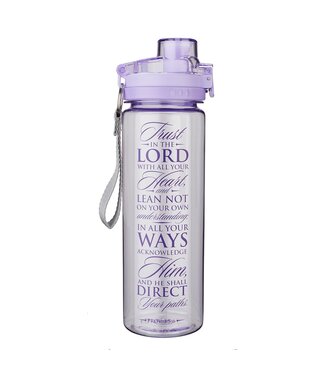 Christian Art Gifts Trust in the Lord Purple BPA-free Plastic Water Bottle | 塑膠便攜水瓶